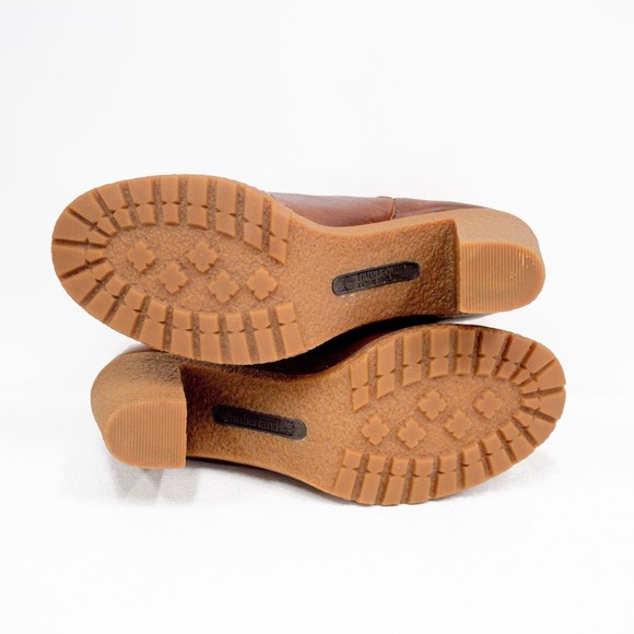 Timberland Glancy Fleece Cuff Leather Ankle Boots Brown Heeled Bootie Size 10 - Picture 8 of 10